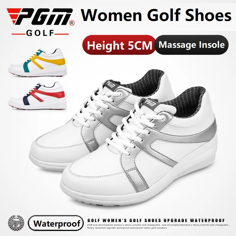 Pgm Waterproof Women Golf Shoes Women Sideslip-Resistant Height Increasing Soft Golf Shoes Ladies Professional Gym Golf Sneakers