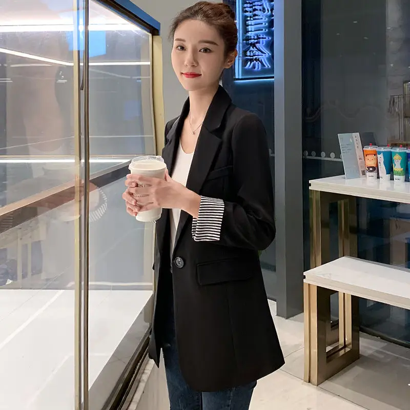 Высокое качество женские черные блейзеры пальто Новое поступление 2020 Весенняя