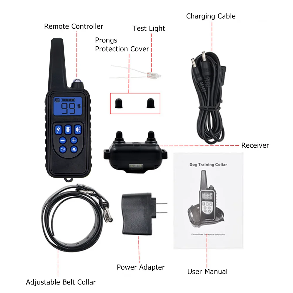 Электрический ошейник для дрессировки собак 800 м водонепроницаемый