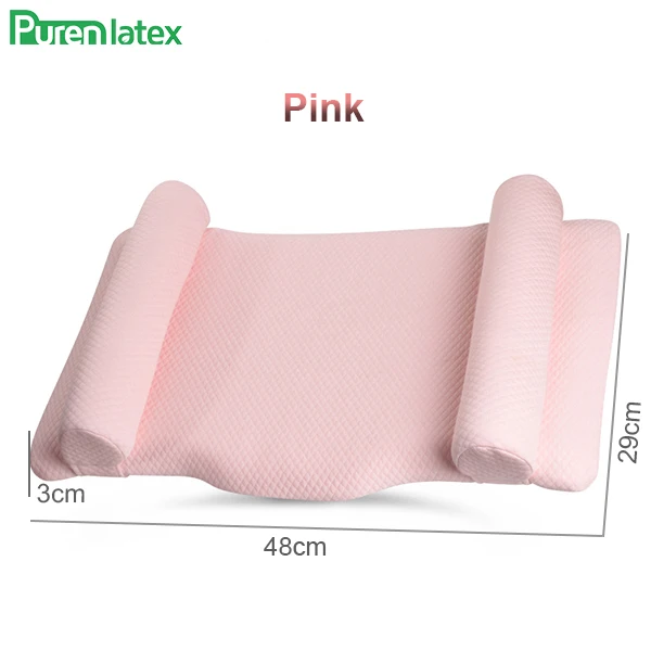 Pink Ортопедическая подушка для новорожденных из фиолетового латекса, подушка для коррекции головы, поддержка шеи для младенцев, предотвращение синдрома плоской головы - Цвет: Pink