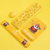 kawaii cute panda memory foam keyboard wrist rest red yellow mouse pad cartoon ergonomic silicone anti slip for gamer writer