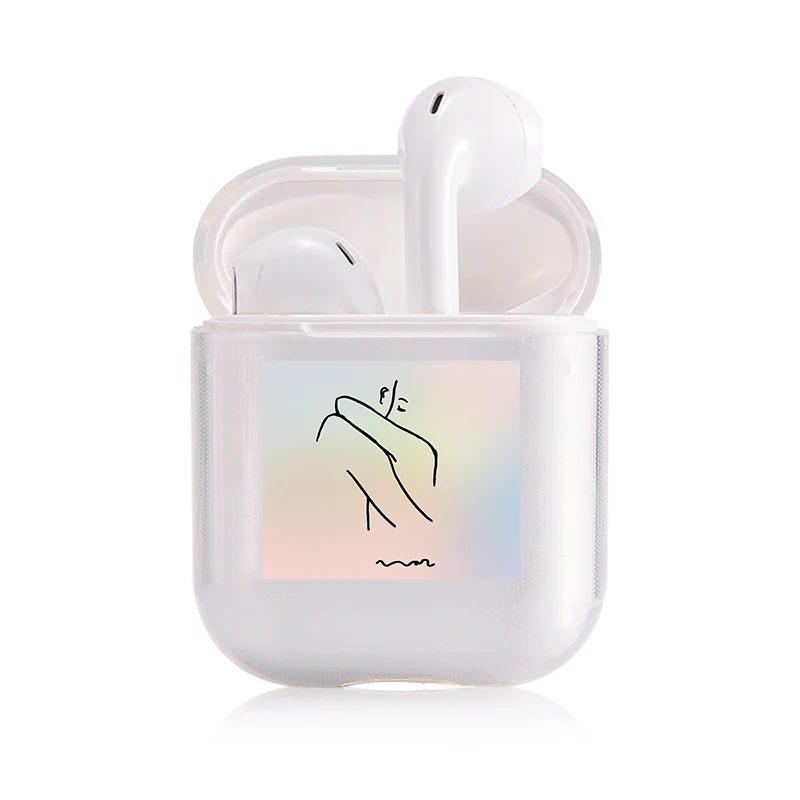 Хроматический модный наушник чехол для Apple Airpods чехол простой милый любовь сердце Bluetooth поп AirPods чехол прозрачный жесткий чехол