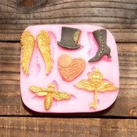 angel wings key hats and shoes silicone mold fondant cake molds for baking pastry chocolate mold kitchen bakeware m1146