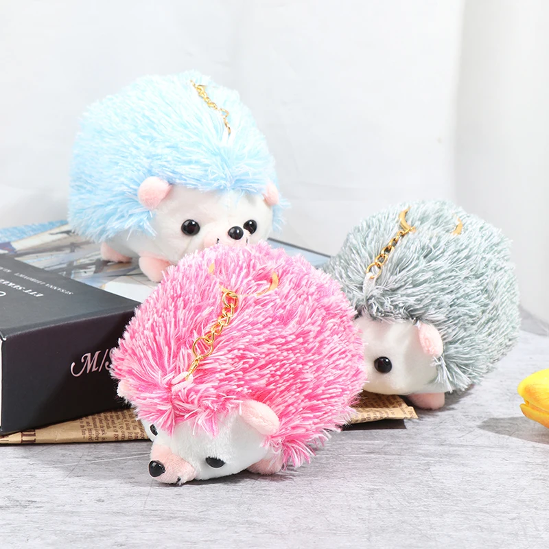 

12CM Animal Stuffed Toys Plush Hedgehog Toys Key Chain Ring Pendant Plush Toy