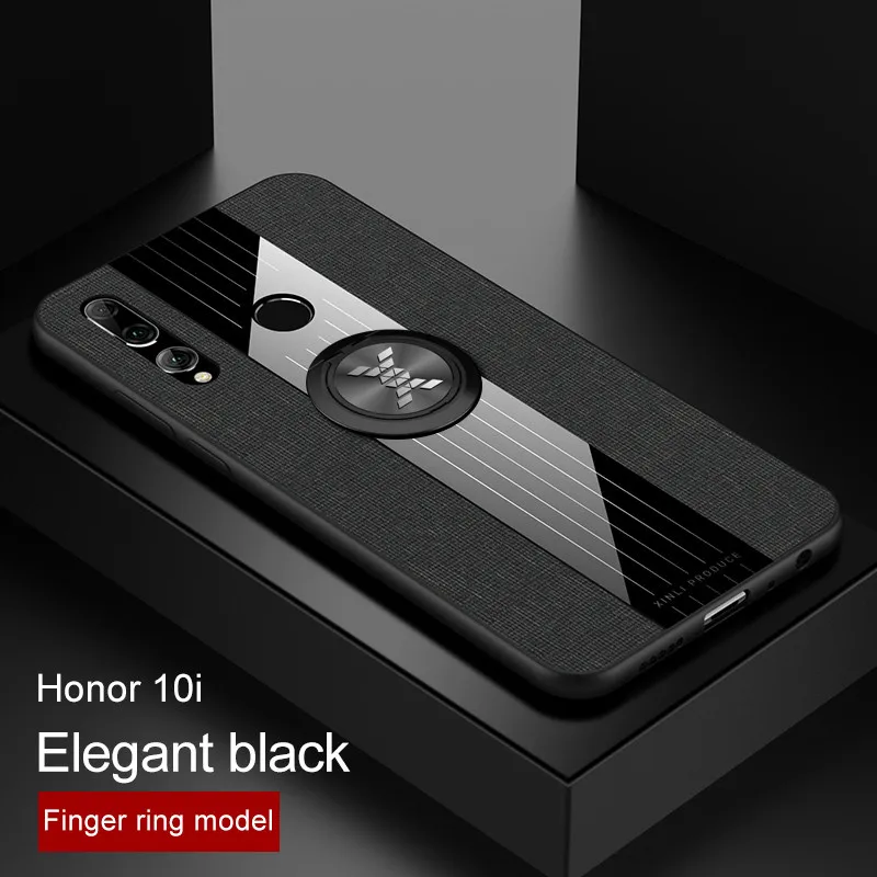 black with ring Для huawei Honor 10i HRY-LX1T чехол металлическое кольцо-держатель подставка Магнитный чехол для Honor10i Honor 10 i 20i кожаный чехол - Цвет: black with ring