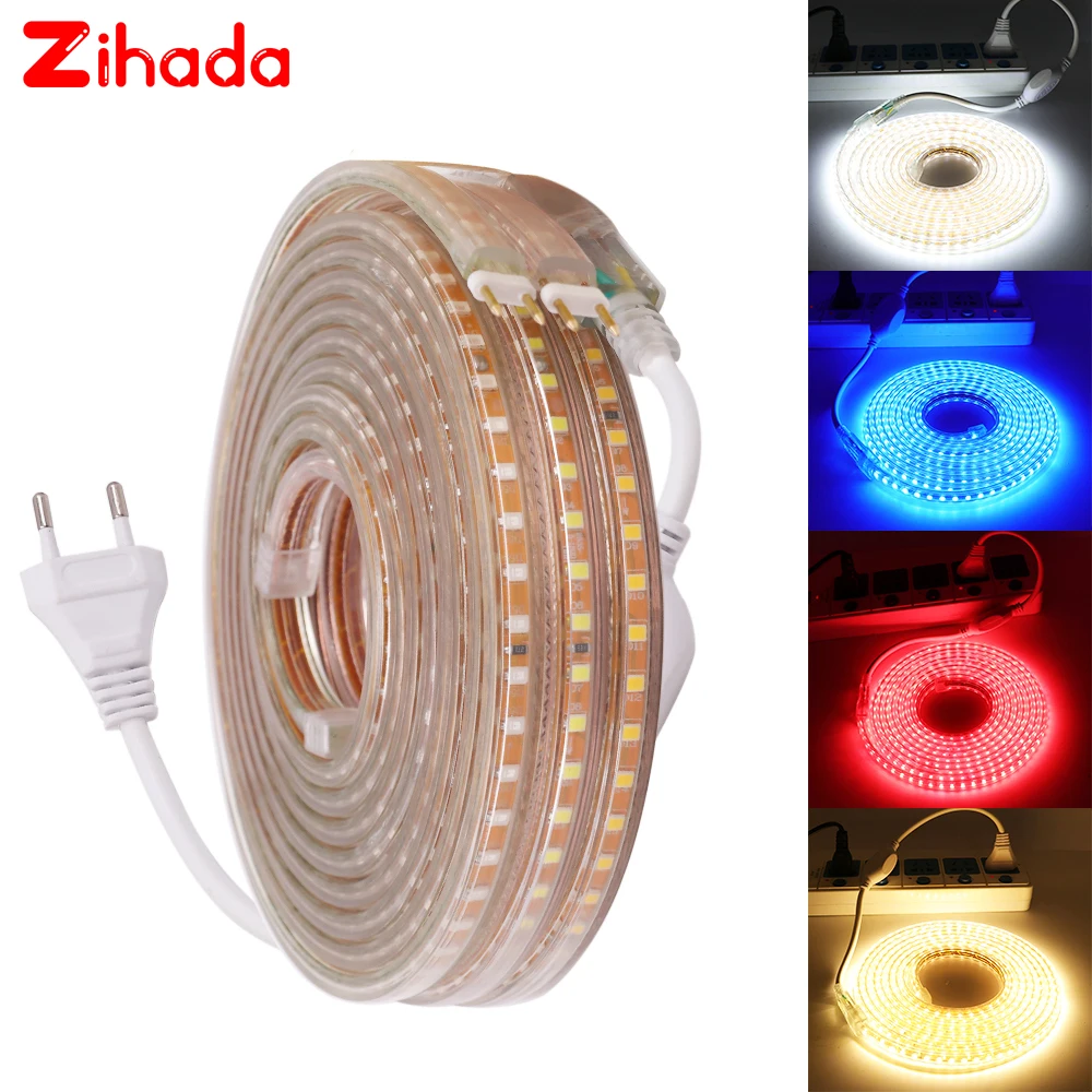 220 В Светодиодная лента светильник SMD 2835 гибкая светодиодная 120 светодиодный s/m IP67