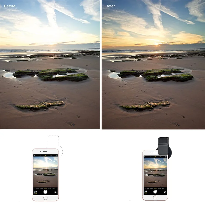 ZOMEI 37mm Cell Phone Camera Lens CPL Professional ND Circular Polarizer Filter ND2-ND400 for Smart Mobile Phone With Clip