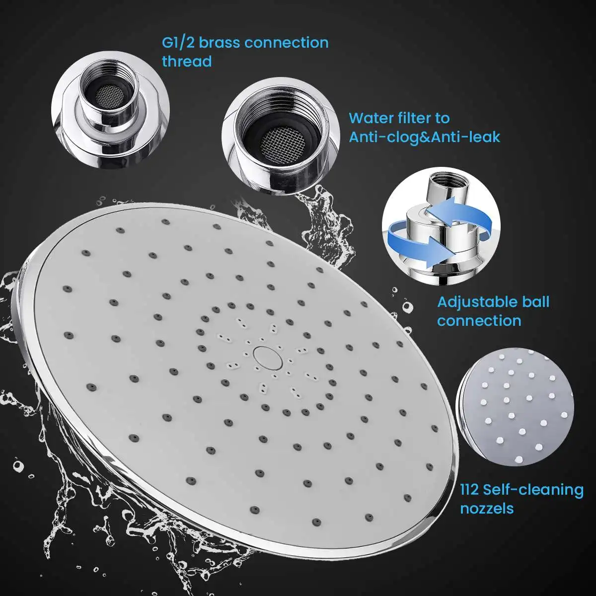 

5PCS/Set Shower Set Shower Head Shower Tube Shower Wall Holder Stainless Steel Rustproof ABS Shower Kit For Home Bathroom Toilet