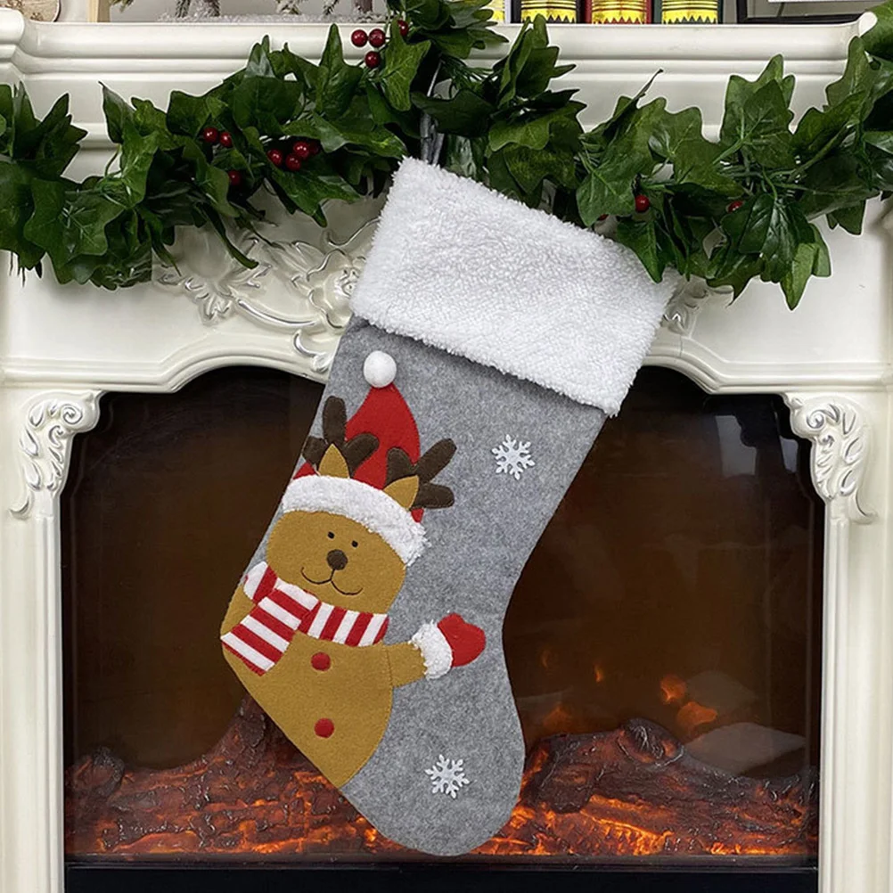 

3pcs Lovely Christmas Socks Hanging Gift Candy Bag Decoration Party Supplies q8