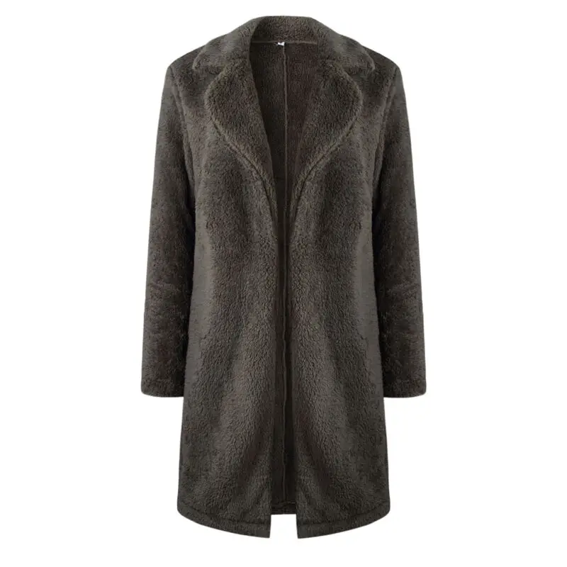 

Winter Warm Women Teddy Bear Fur Coat Ladies Knee Long Vintage Jacket Outwear Top Fashion Casual Slim Long Open Stitch Jacket