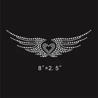 2pcslot wing heart sticker appliques design stone hot fix rhinestone motif iron on crystal transfer patches for shirt