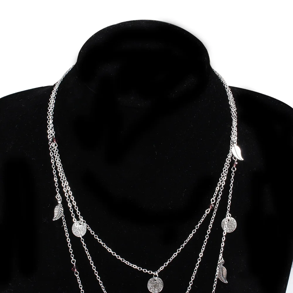 Модное Золотое серебряное ожерелье-чокер цепи ожерелье многослойный Hand-made