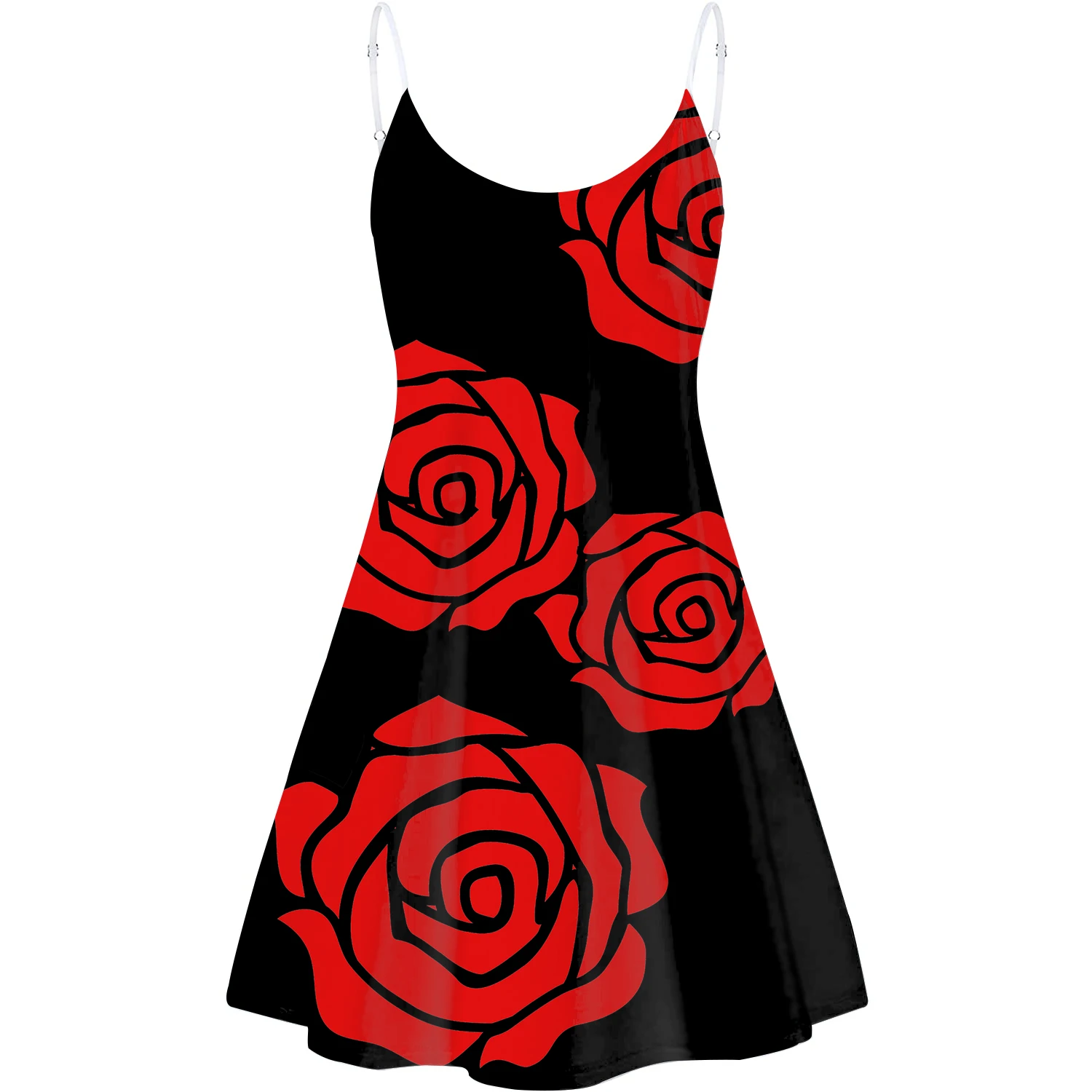 

Cottagecore Red Rose Women Beach One Piece Slip Dress Summer Sleeveless Sundress Sexy Backless Gilr Party Dresses Mujer Casual