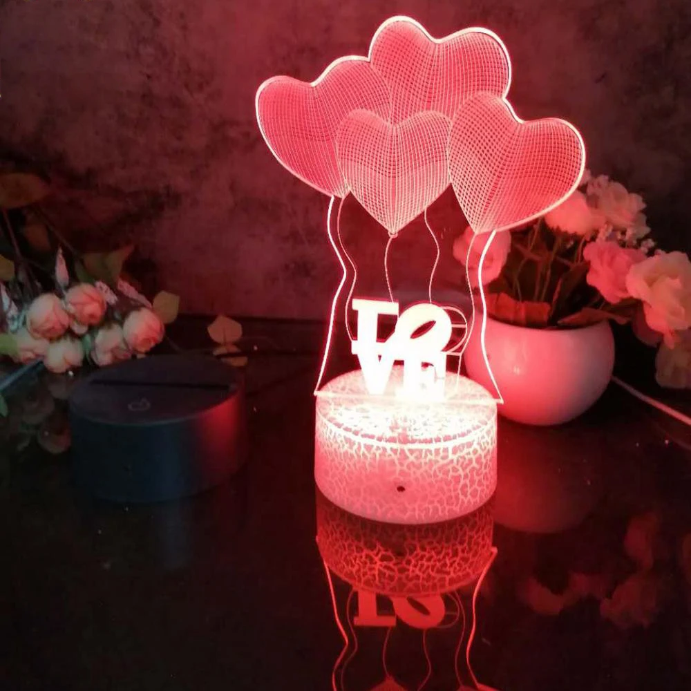

Children's Bedroom Decorative Table Lamp Love3 Pattern 3D Led Night Light Decoration Children Kids Gifts 7 Color Changing Visual