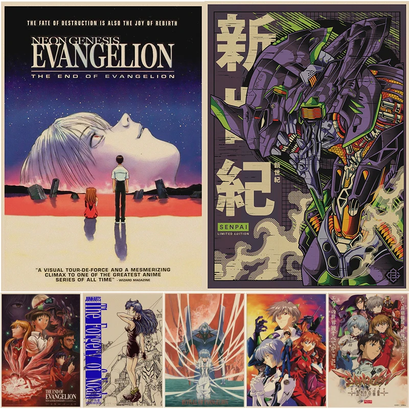

Classic Japanese Anime Wall Art Canvas Painting Evangelion Posters and Prints Boy's Room Home Wall Decoration Picture Cuadros
