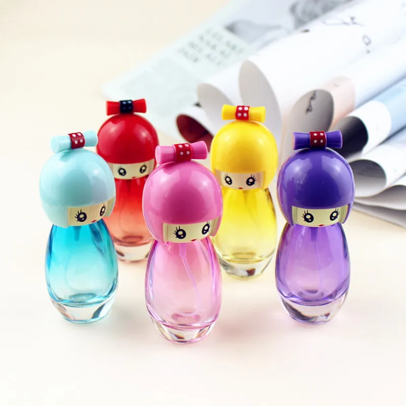 10 шт./лот 20 мл милая кукла стеклянная бутылка-распылитель для духов многоразовый