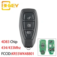 bhkey 3buttons 434433mhz smart remote key keyless fob for kr55wk48801 4d83 chip for ford focus fiesta kuga c max mondeo kuga