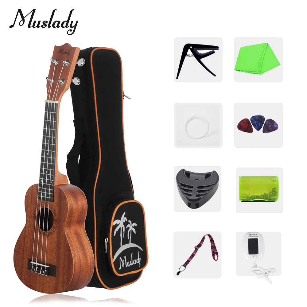 Muslady UK 21T 21 дюймов Сопрано Гавайская гитара укулеле красного дерева с сумкой для
