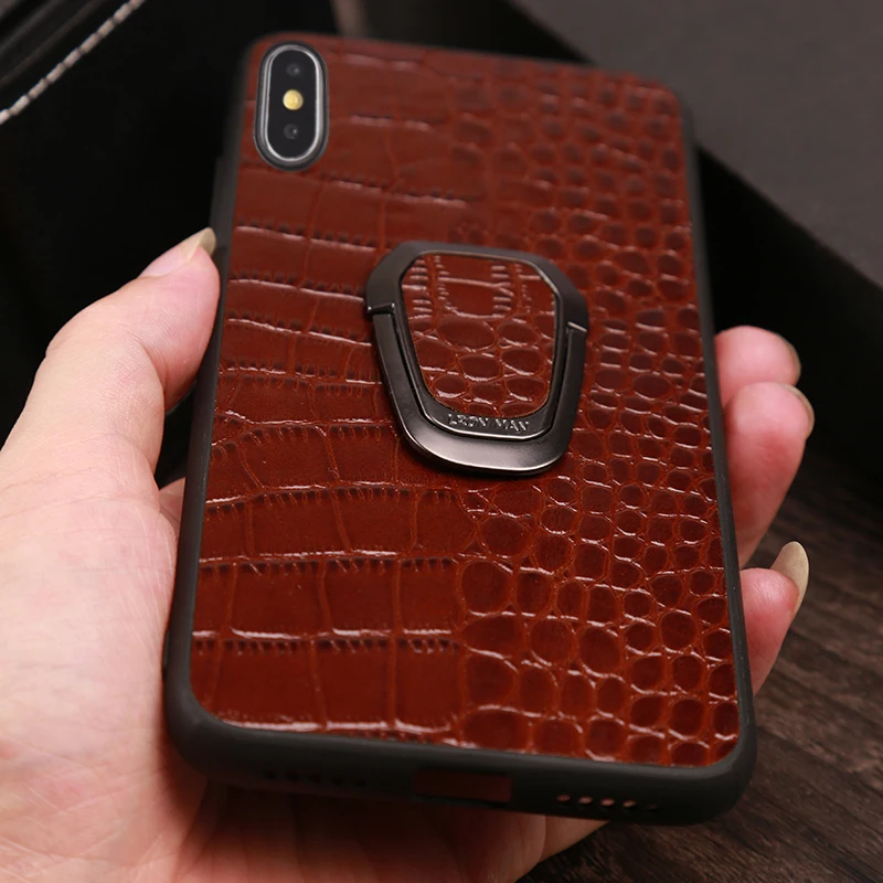 

Deluxe Phone Case For IPhone X crocodile Texture Bracket For iPhone 6 6s 7 8 XR Xs Max Plus 6P 7P 8P phone back cover