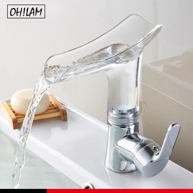 Коммерческий водопад кран для раковины в ванной цветной на одно отверстие с