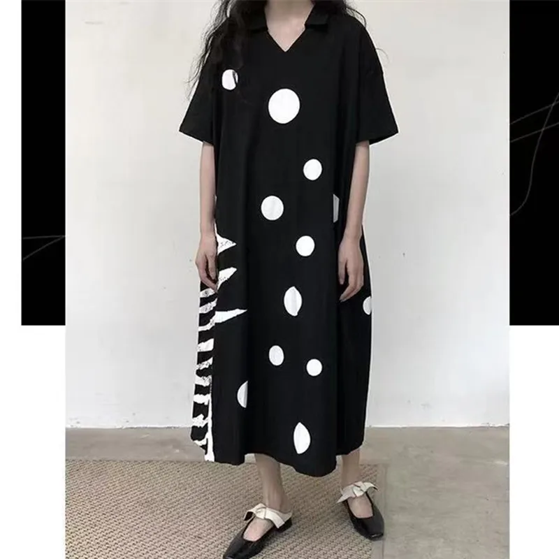 Женское платье-блузка в японском стиле Ямамото черное свободное повседневное