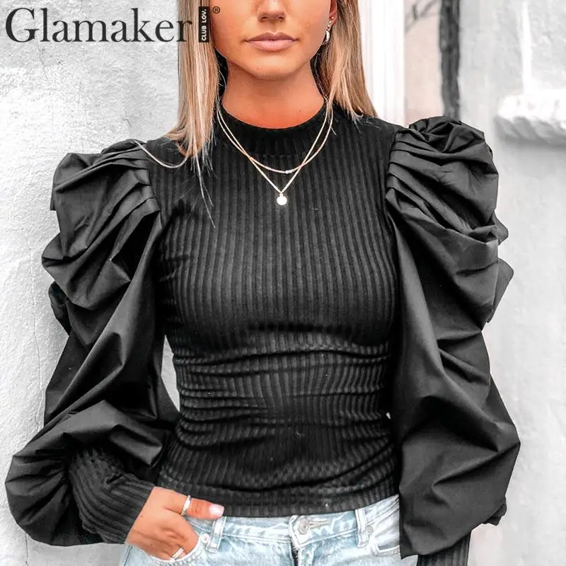 Гламурная трикотажная блузка с круглым вырезом в стиле пэчворк женская модная