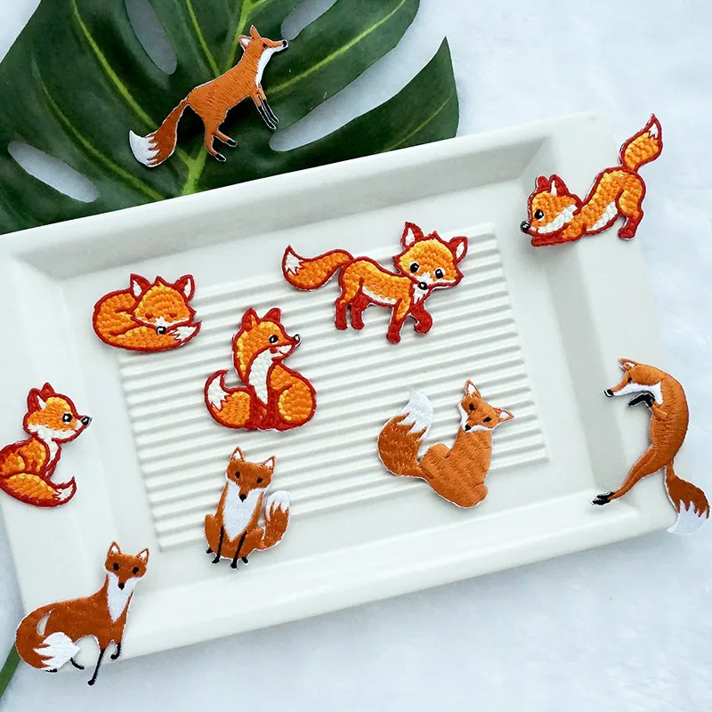 Hochwertige 1-teilige bestickte süße Fuchs-Aufnäher für Kleidung, Taschen, DIY-Applikation, Stickerei, Parches zum Aufbügeln für Kleidung – Detail 2