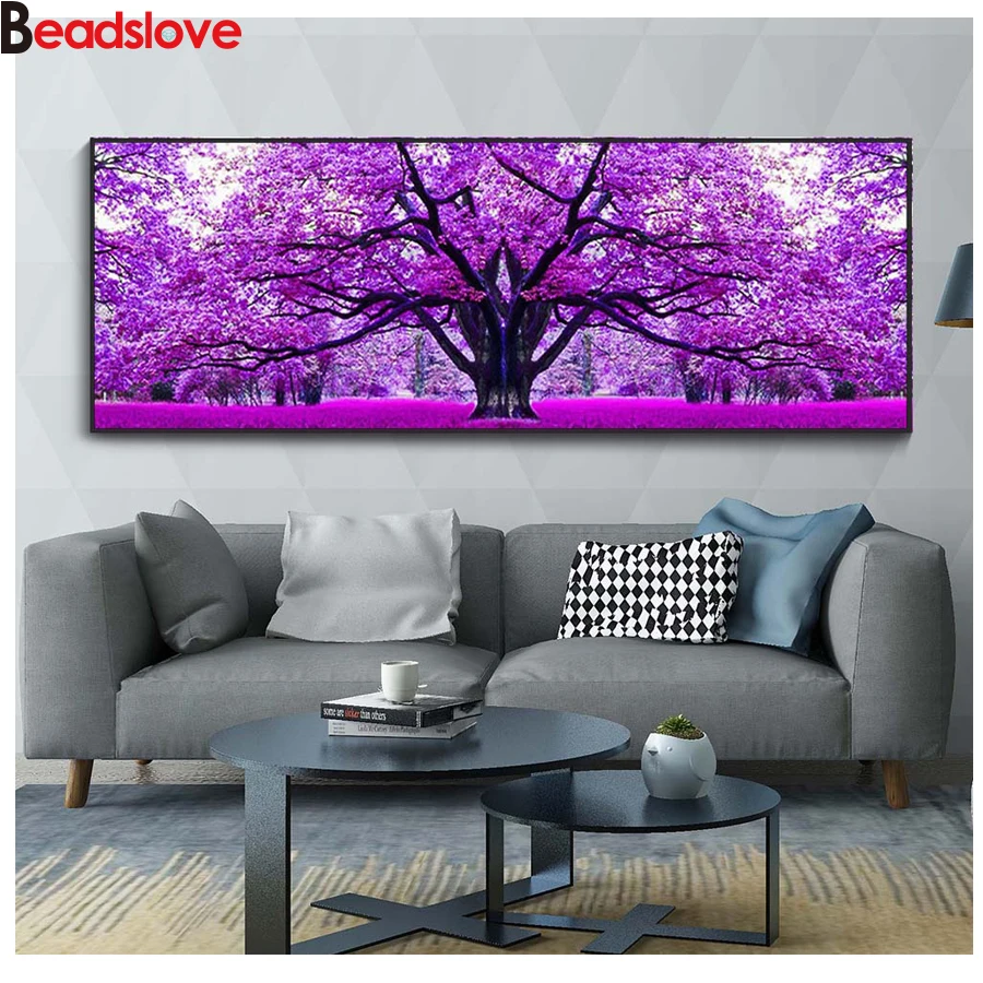 

Алмазная 5d-картина «сделай сам», квадратная, круглая, вишневая, фиолетовая, мозаика Стразы, домашний Большой Декор