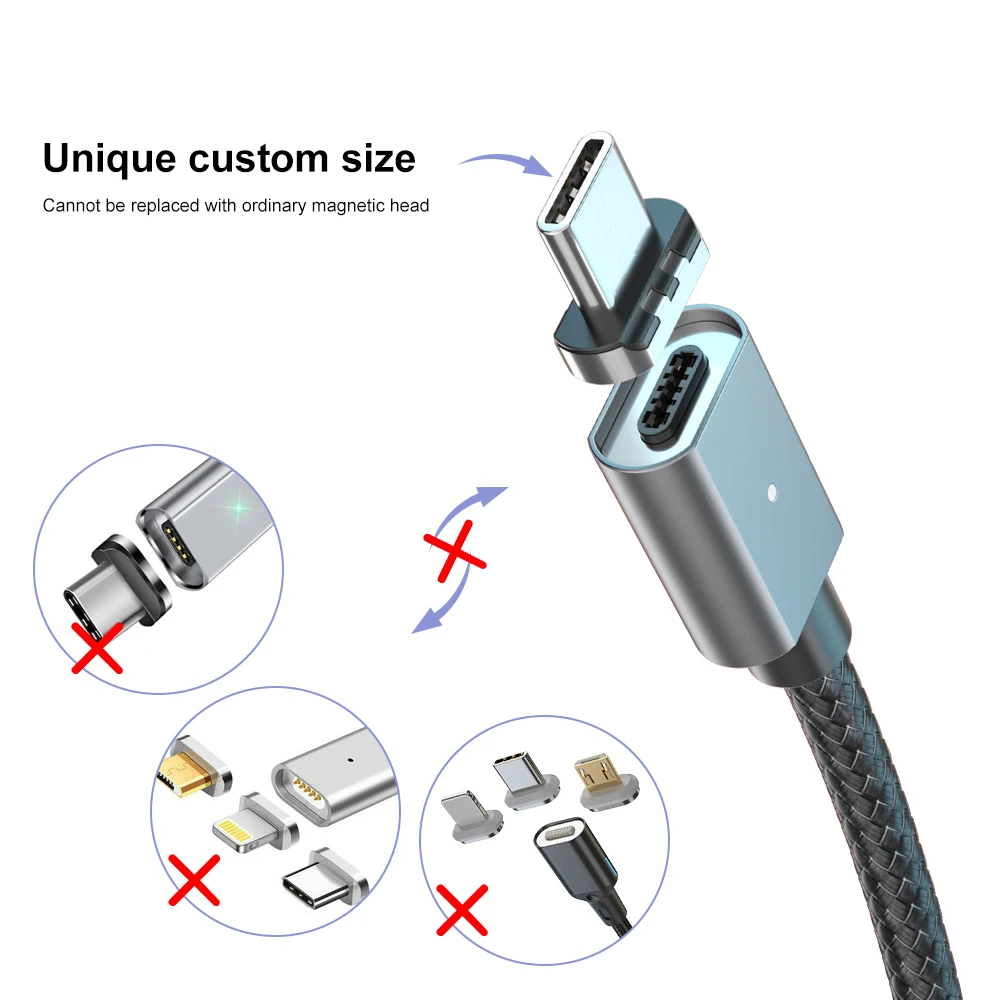 Магнитный кабель Micro USB type-C 100 Вт 5А для быстрой зарядки QC4.0 USB C-type-C PD зарядный кабель для Xiaomi Redmi Note 10 samsung S9