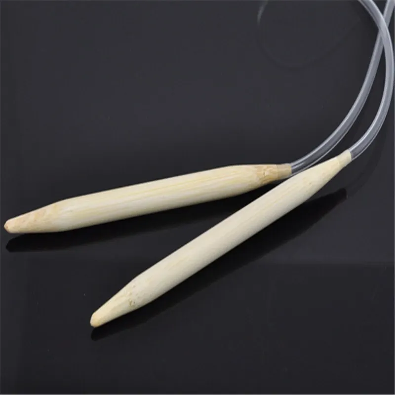 

10mm Bamboo Circular Knitting Needles Transparent Tube Double Pointed Crochet Hook Set Hand Sewing Tool 100cm(39 3/8") long,1PC