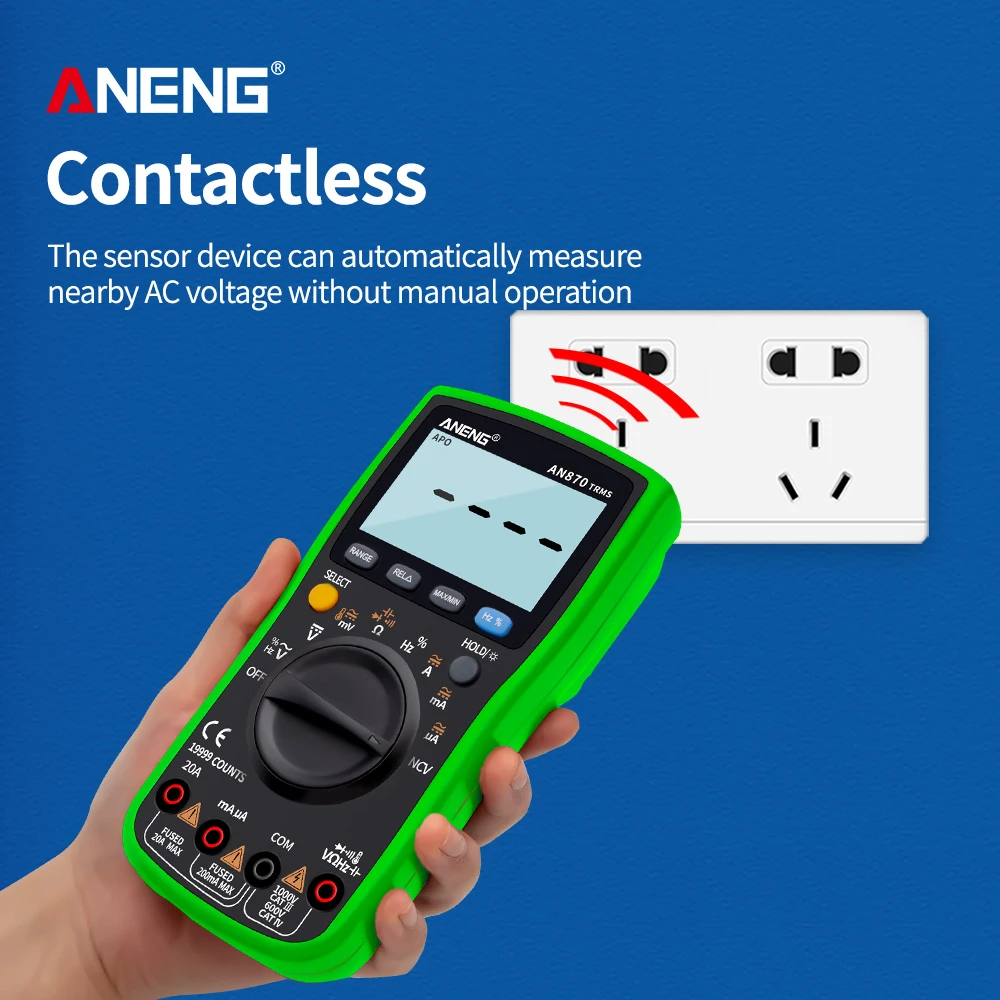 ANENG AN870 Digital Multimeter Auto Range 19999 Counts Smart True Rms Multimeter Transistor Tester Profesional Capacitance Meter