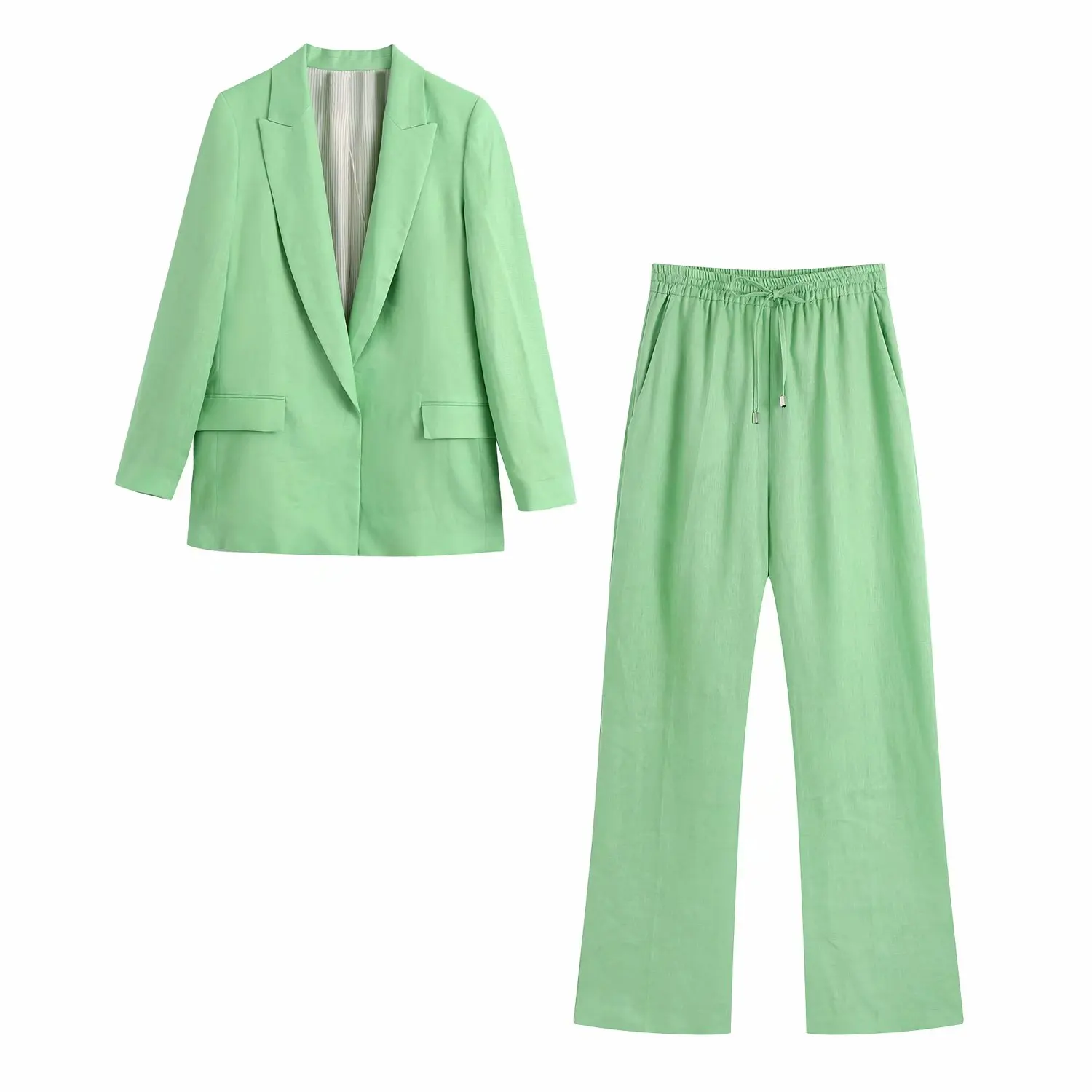 

2021 Two Piece Set Suit Women Fashion Office Lady Blazer With Pockets Vintage Pants Chic Woman Outfit Blazer Set Pants Suits