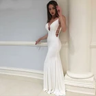 Женское вечернее платье-Русалка на бретельках, длинное белое шифоновое платье с открытой спиной для выпускного вечера