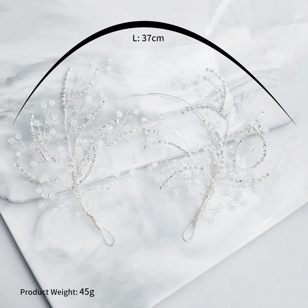 

Le Liin Side Crystal Headband Handmade Bride Headdress Hair Ornament