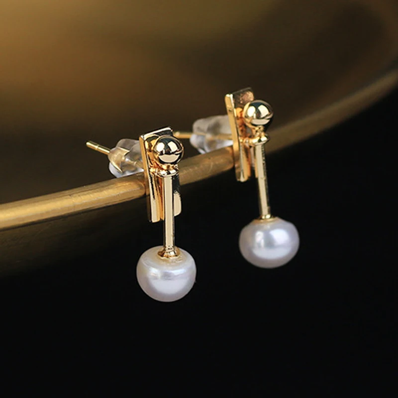 Модные корейские серьги с пресноводным жемчугом для девочек простые