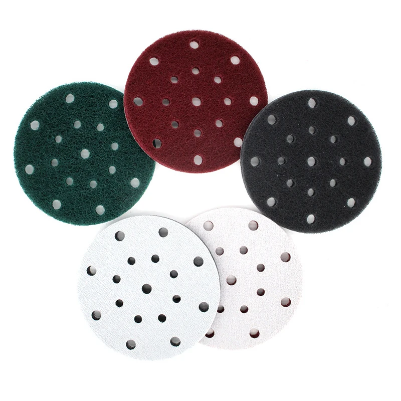 

12 Pieces 6-Inch 150mm 17 Holes Scouring Discs Hook Loop Nylon Scouring Pads Rust Remover Grout Power Scrubber Metal Polishing