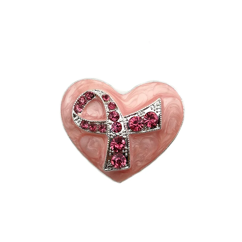 Рак молочной железы розовое эмалированное сердце украшенные стразами булавка