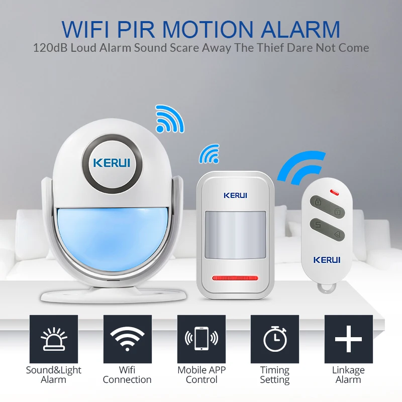 KERUI WI-FI 120dB дома охранной сигнализации Системы светодиодной вспышкой магазин запись Добро пожаловать перезвон сигнализации работает с Alexa Smart приложение