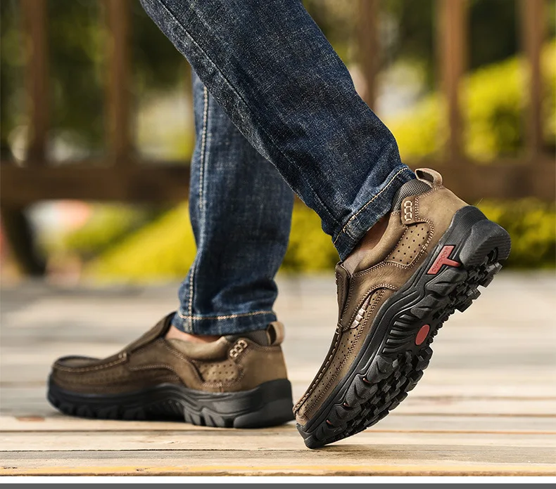 Стильные мужские удобные кроссовки водонепроницаемая обувь походная кожаные