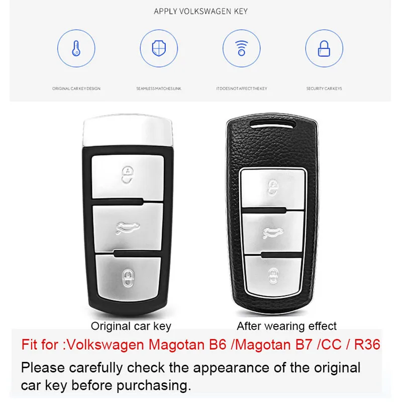 

For Volkswagen Magotan B6 /Magotan B7 /CC / R36 Car Key Case Keychain Top Layer Leather Car Key Cover Shell Car Accessories