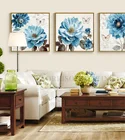 Картина на холсте с голубыми пионами, настенное искусство для гостиной, столовой, декор для спальни, прихожей, коридора, плакаты с принтом