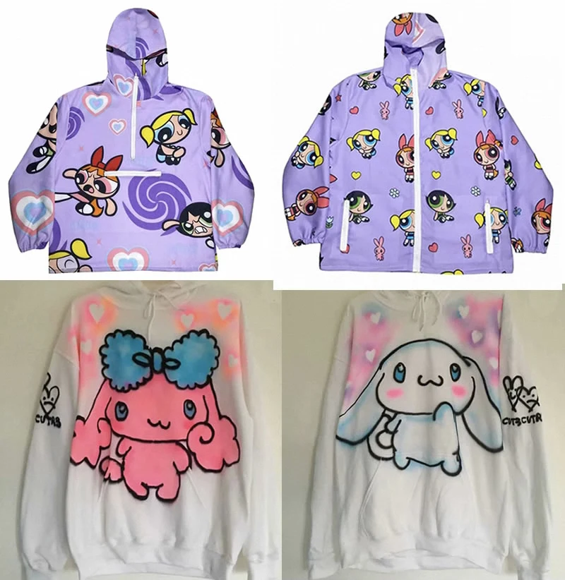 Эстетические толстовки y2k винтажные в стиле Харадзюку кавайные готические