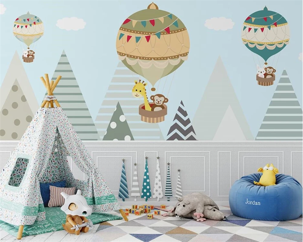 beibehang Custom simple hand-painted children's room hot air balloon sky girl bedroom papel de parede wallpaper | Обустройство