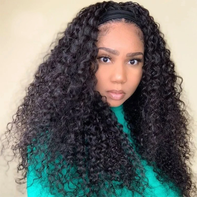 

Brazilian Curly Hair Headband Wig Glueless Remy Human Hair Wigs for Black Women Cheap Full Machine Made Wig Kinky Curly Hair