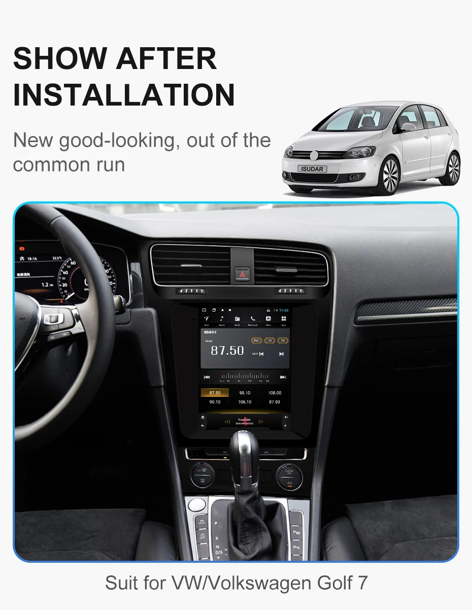 Isudar H53 Вертикальный 1 Din Android авто радио для VW/Volkswagen/Golf 7 2013-gps Автомобильный мультимедийный ram 4G rom 64G FM для модели Telsa
