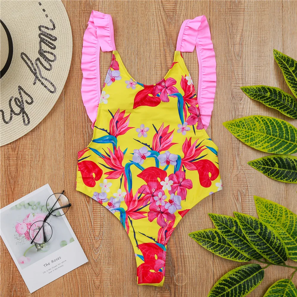 Отпечатано рюшами купальник Для женщин Бандажное Одна деталь сексуальный