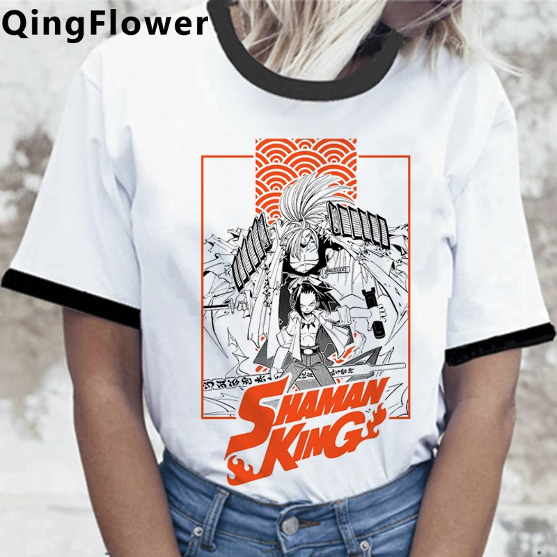Короткая футболка с героями из японского аниме Король шаман рисунком летний