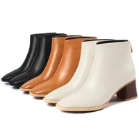 2021 new spring shoes women boots hot woman genuine leather cow leather plus size short boots classic solid color three colors