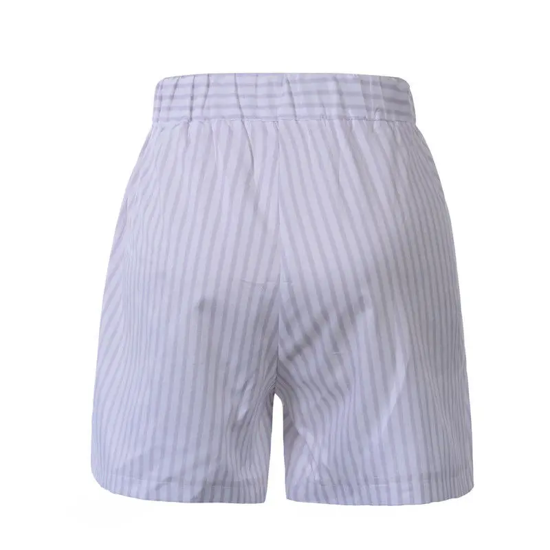 

Women High Waist Striped Shorts Ladies Summer Strap Waist Casual Shorts New Bowknot Clothing