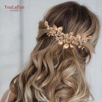 youlapan hp315 golden bridal hair comb floral wedding hair combs for women tiara flower vine hair comb bridal hair clips